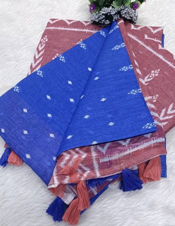 Linen  Cotton  Saree