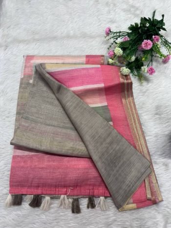 Linen By Cotton Saree