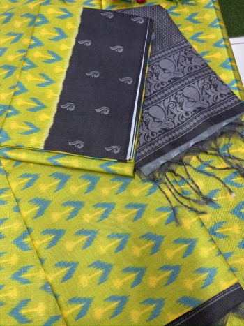 Ikkat Printer Bukhara Silk Saree