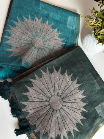 Linen  Cotton  Saree